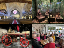 Tampere päivässä (3.9.-22) tutustuttiin myös mm. Tampereen tuomiokirkkoon ja Museokeskus Vapriikin näyttelyihin. Kuva  apinat-kädellisten tarina- ja Tampere liekeissä näyttelyistä. Lopuksi juotiin päätöskahvit Kahvila Runossa Ojankadulla.